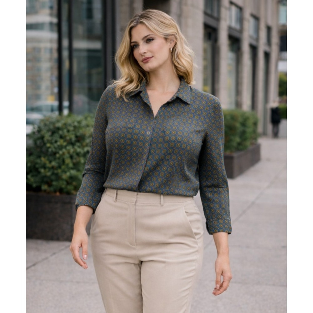 Vintage Calvin Klein Womens Inspired Romantic Effortless Silk Top Sz L Feminine